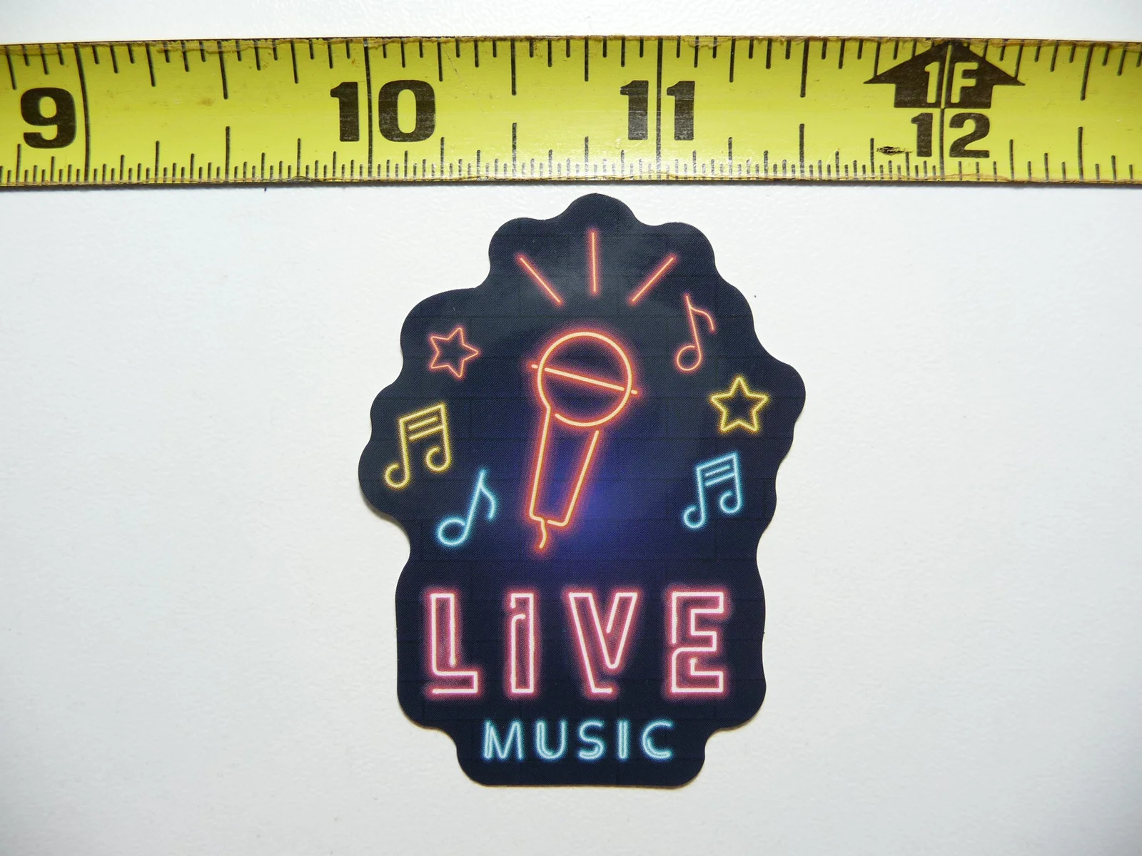 LIVE MUSIC NOTES MICROPHONE CLUB SMALL STICKER DECAL NEON STYLE BRIGHT VINYL