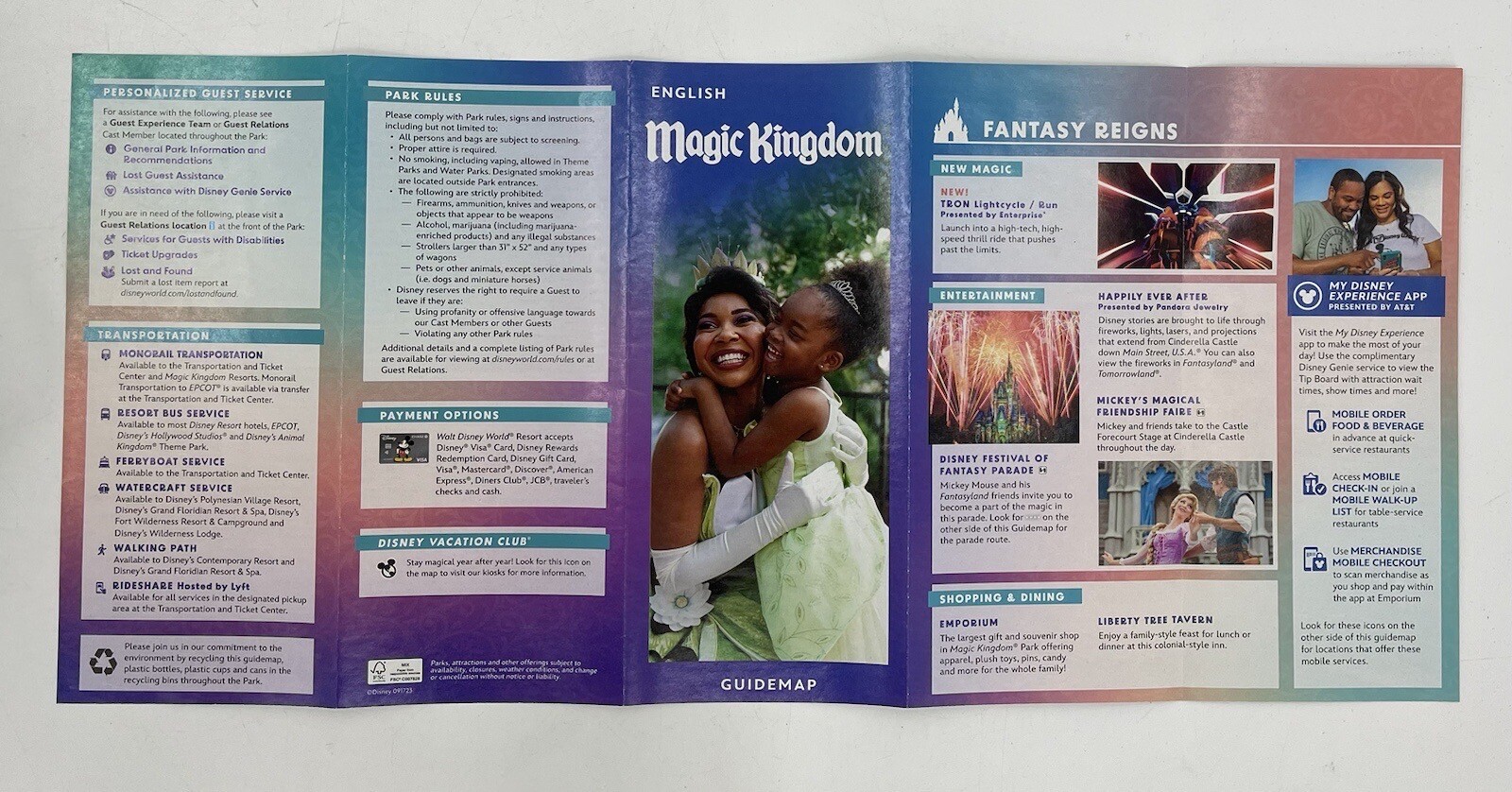 Walt Disney World Magic Kingdom Fall 2023 Park Guide Map “Tiana”