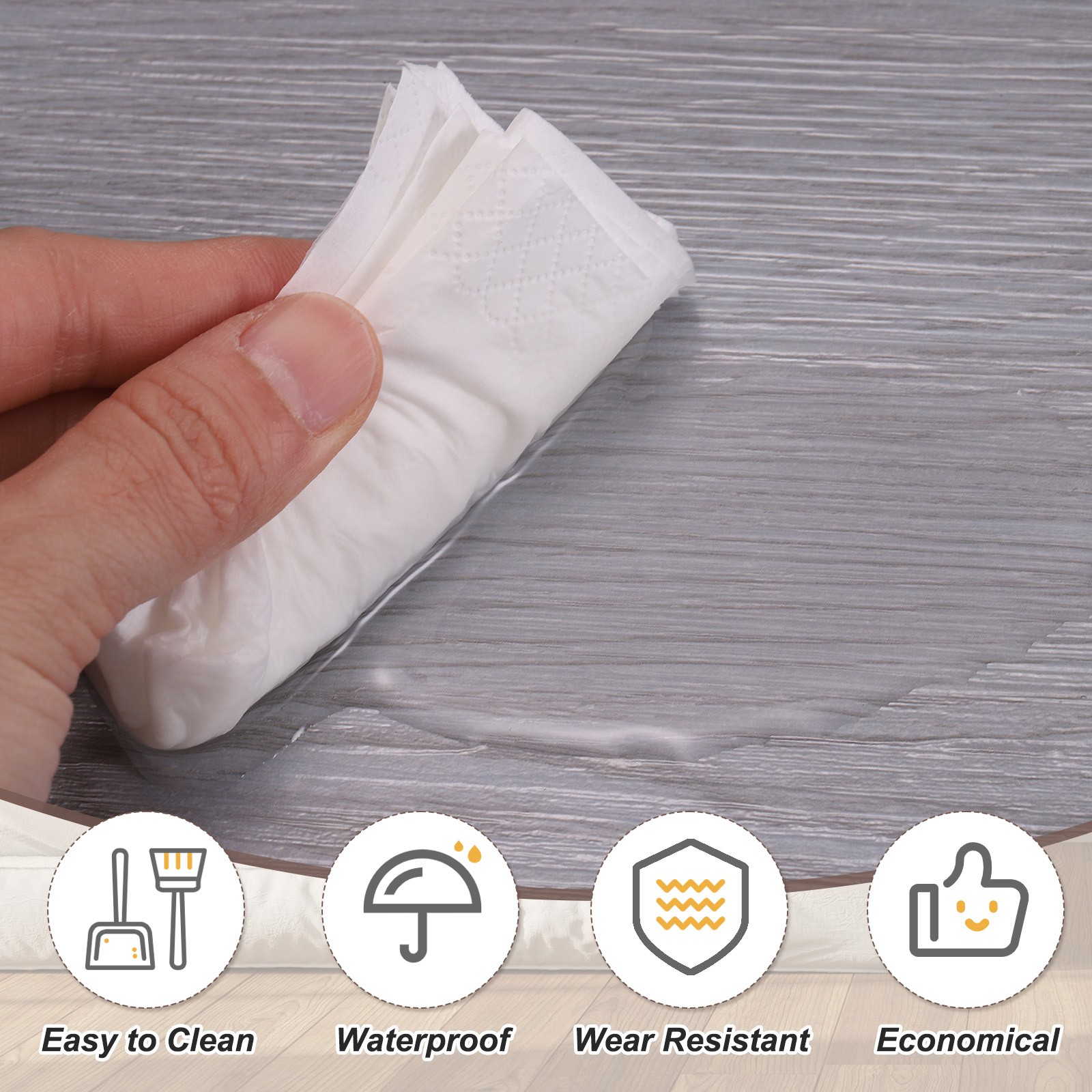 12pcs Peel and Stick Floor Tile 36 x 6″ PVC Wood Plank Flooring,Creamy White