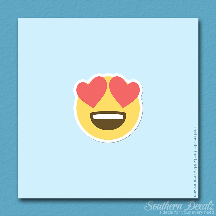 Heart Eyes Smiley Emoji – Vinyl Decal Sticker – c116 – 3.75″ x 3.75″