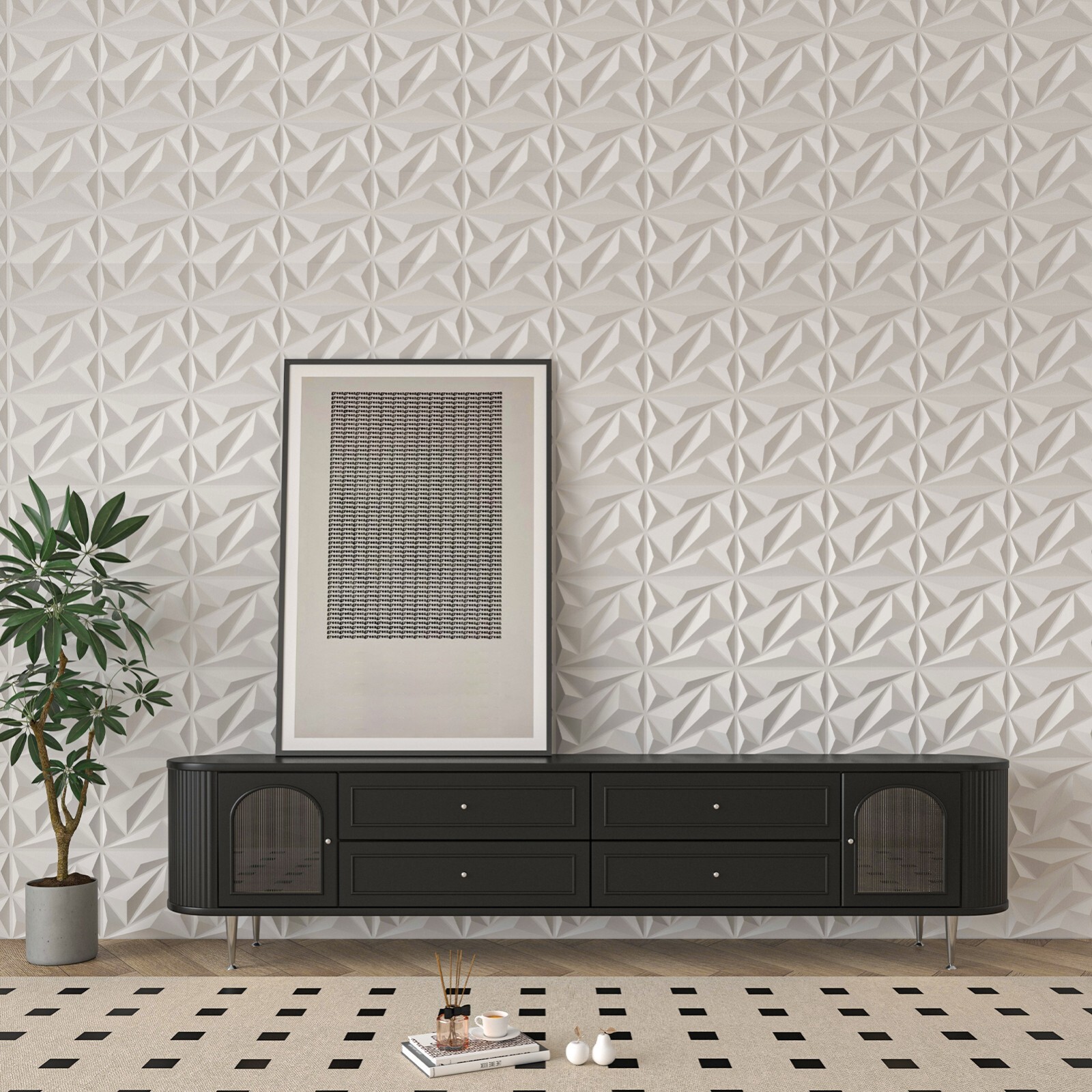 Art3d Dimensionally cut PVC ceiling and wall panels,12 pack or 33 pack