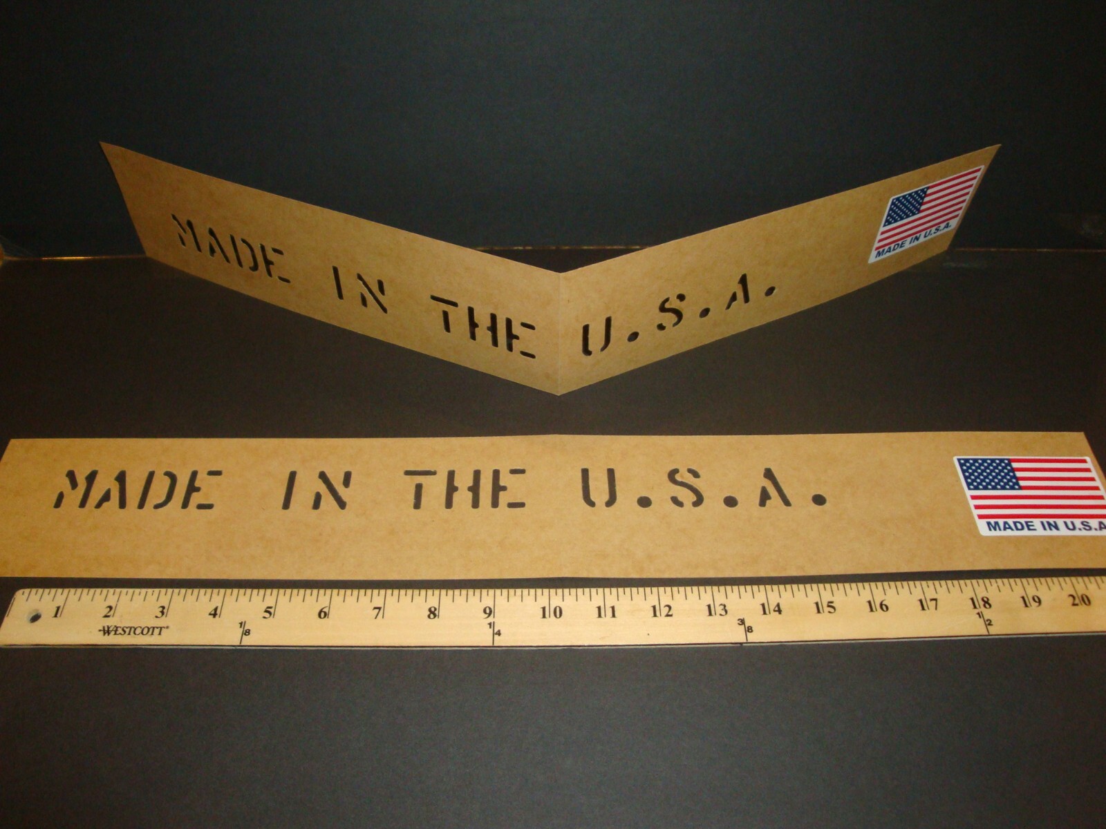 Original 1″ letters MARSH US Military Oil board Stencil paper MADE IN THE U.S.A.