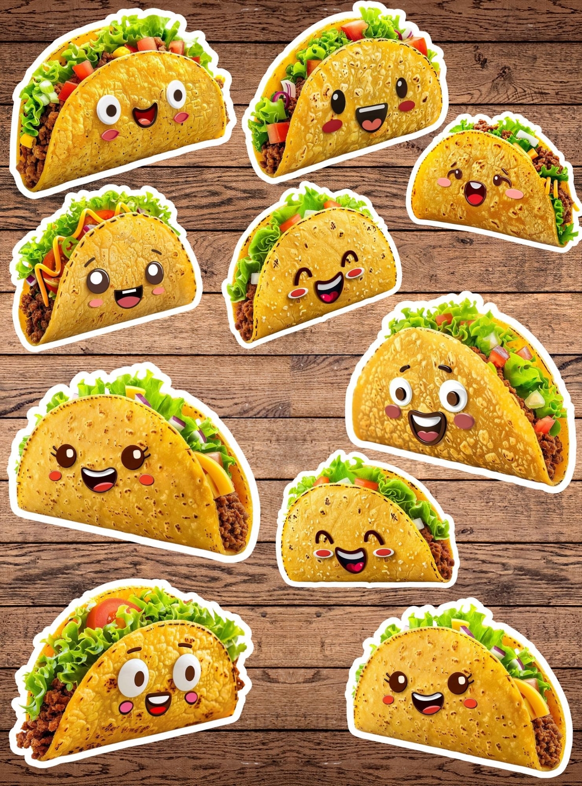 Funny Face Taco Stickers Set Laptop Sticker WaterBottle Sticker
