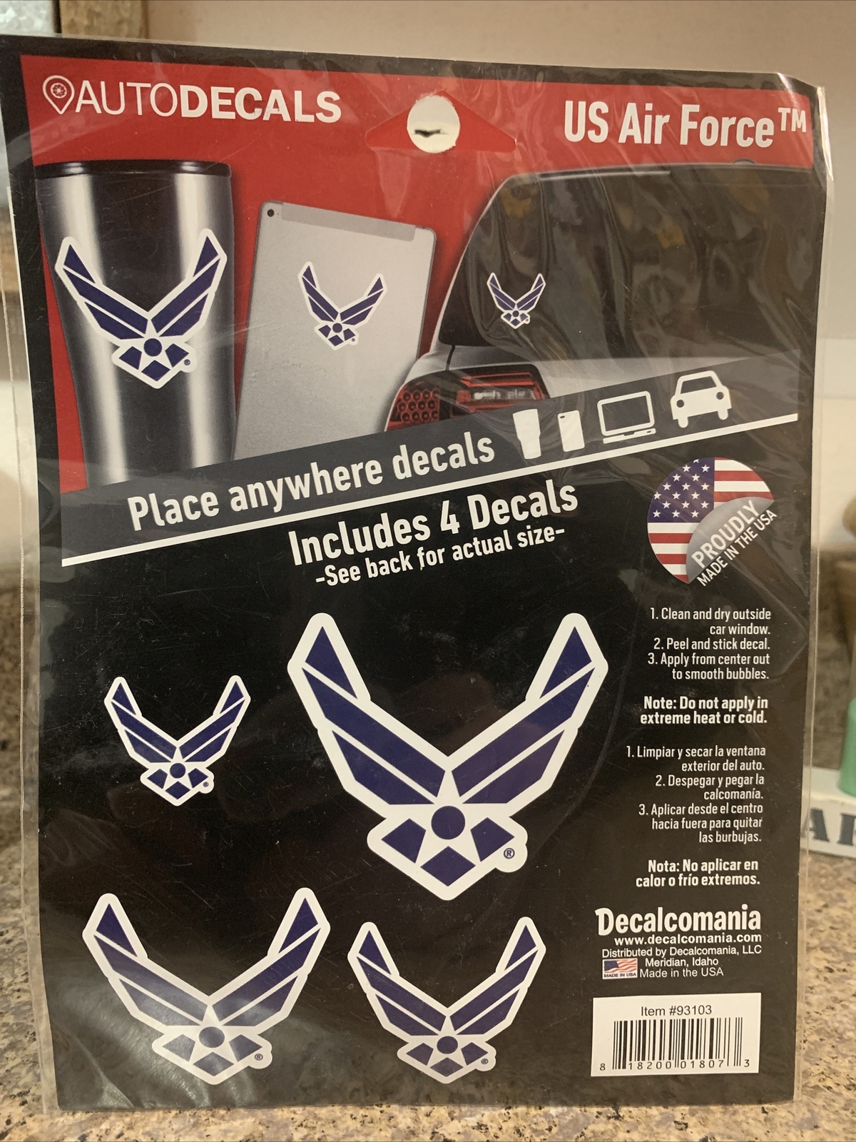 Auto Decal US Air Force Decal Stickers, 4 count, multi-size / NEW