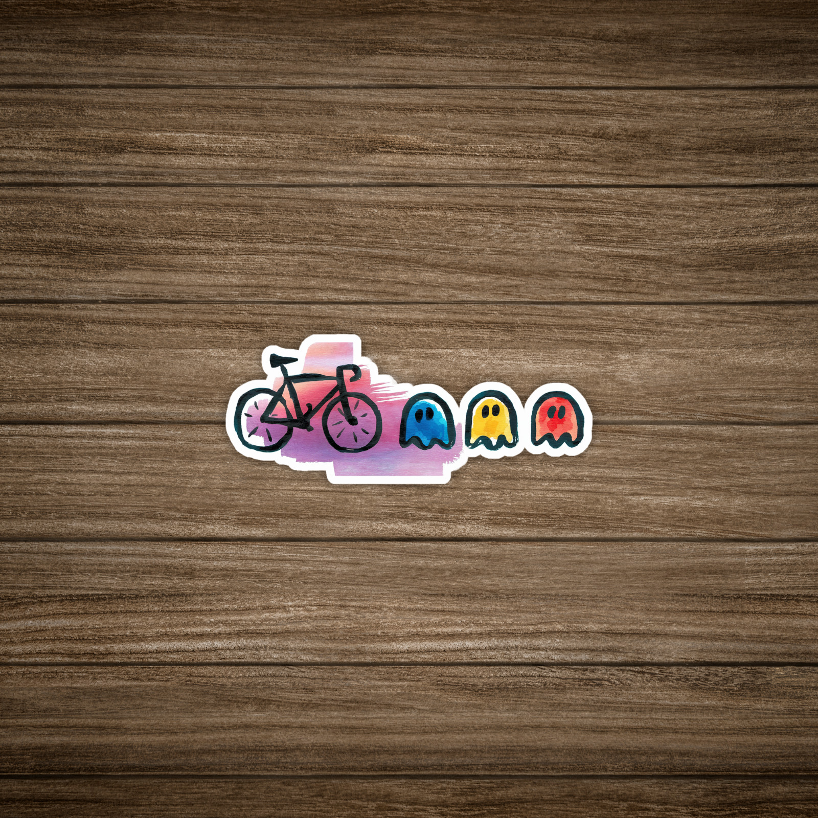 Colorful Pacman Bicycle Sticker – Retro Gaming Decal for Bikes and Cycling Enthu