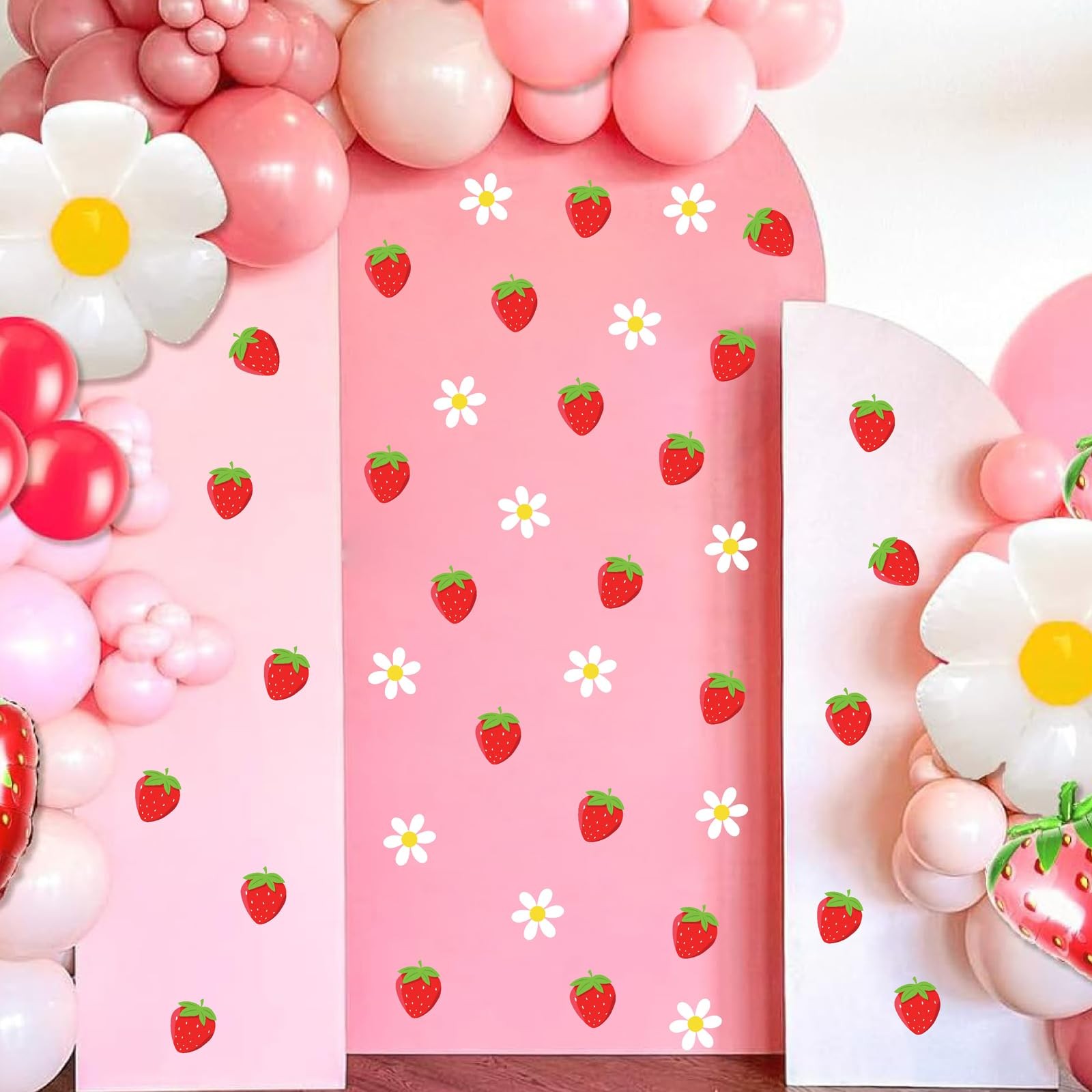 48pcs Strawberry Stickers for Balloon Arch Strawberries Theme Party Signs for…