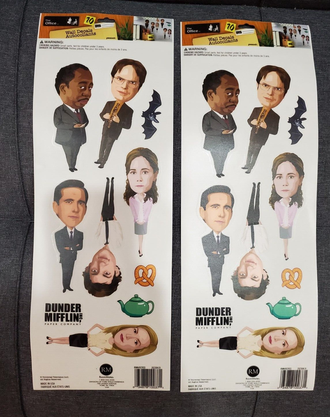 lot (2 sets) Wall Decals The Office Removable Stickers Dunder Mifflin 18×6″