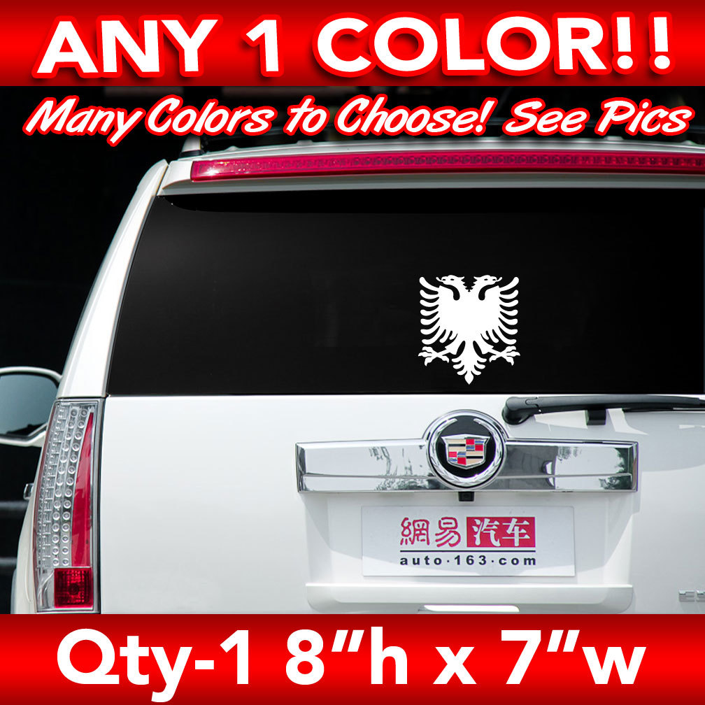 ALBANIA ALBANIAN EAGLE SOLID FLAG WINDOW LARGE DECAL STICKER 8″h x 7″w