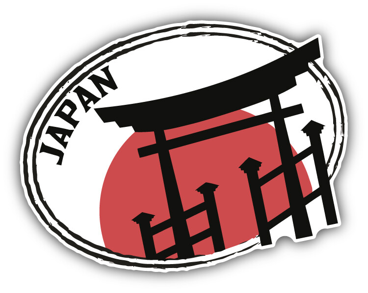 Japan East Asia Sun Travel Rubber Stamp Car Bumper Sticker Decal