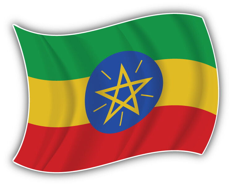 Ethiopia Waving Flag Car Bumper Sticker Decal ”SIZES”