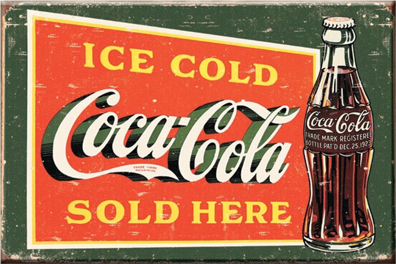 Coca Cola Ice Cold Sold Here Green Label Sign Refrigerator Magnet Decor 2 x 3 In