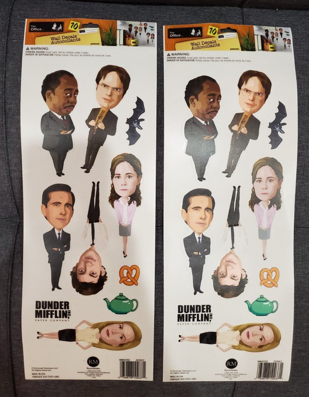 lot (2 sets) Wall Decals The Office Removable Stickers Dunder Mifflin 18×6″