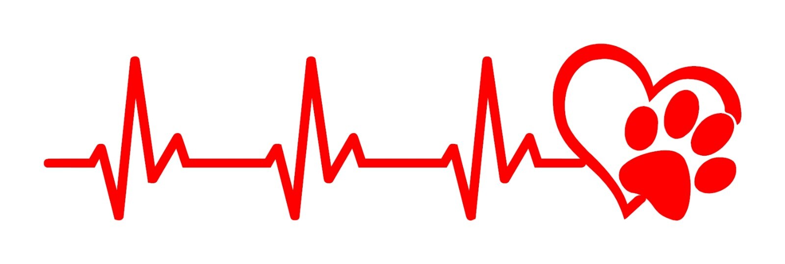 Heart Beat Dog Paw Decal Sticker Pulse Life die-cut heartbeat Puppy dog lover