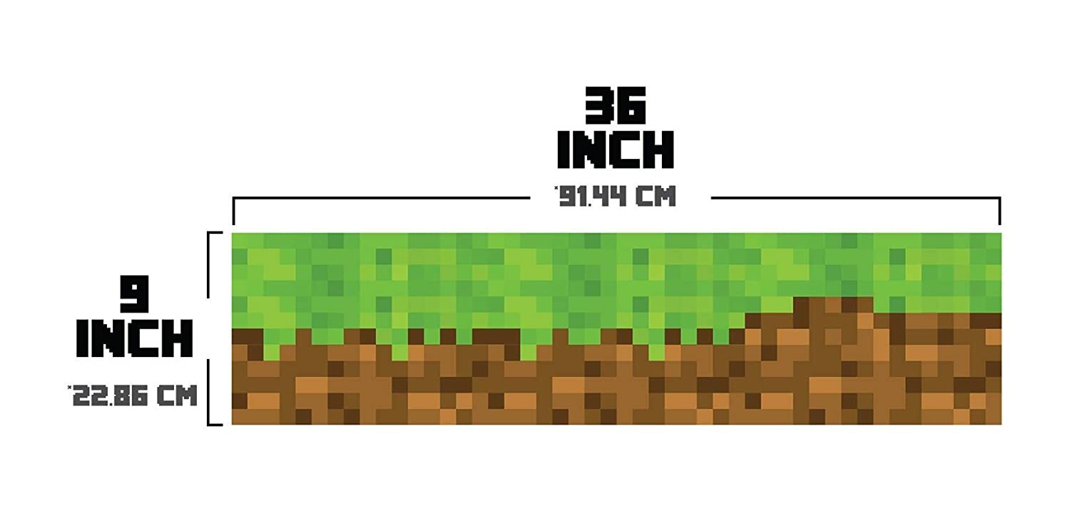 Pixel Mine Grass Border 9″ tall x 36″ wide Peel and Stick Wall Decal