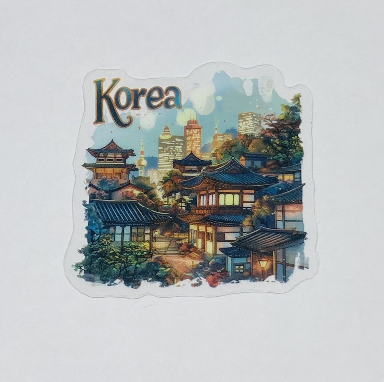 Korea Transparent Sticker Travel City Buildings Art Decal Vinyl Souvenir Tc6