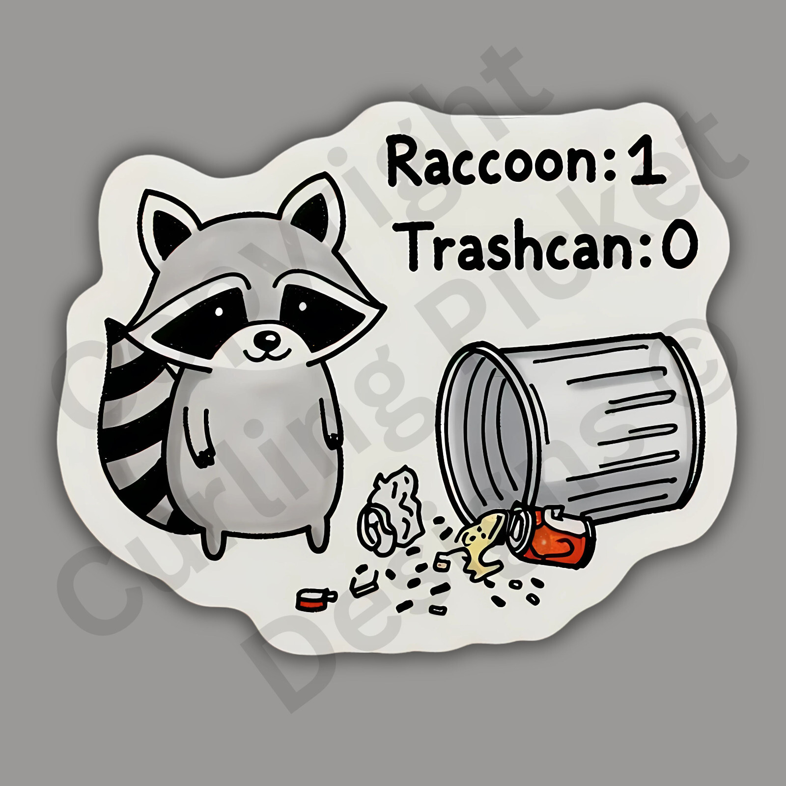 Trash Panda Raccoon Trashcan Score Card Cute Funny 3″ Vinyl Sticker