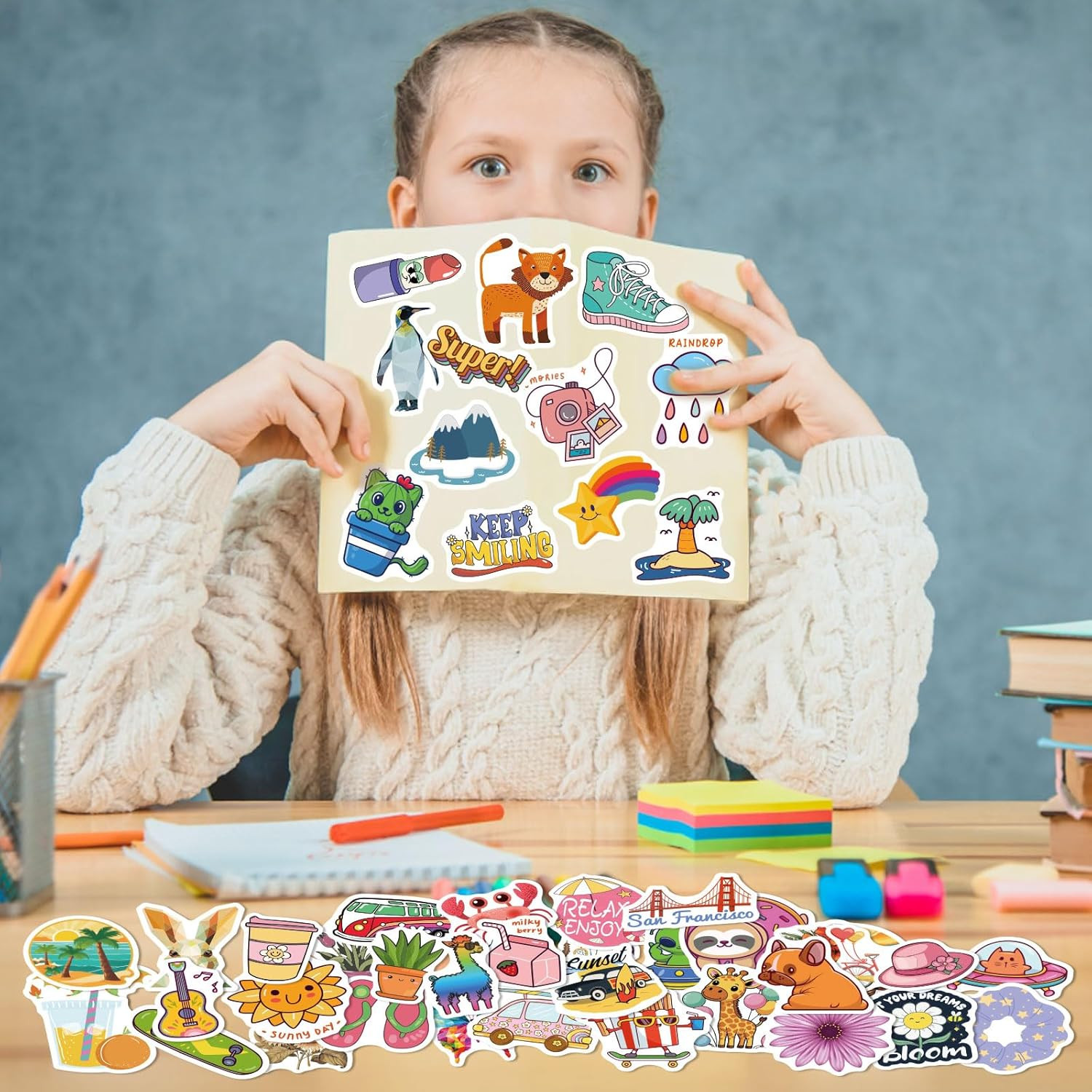 300 PCS Cute Stickers for Kids,Water Bottle Sticker Pack for Teens Girls Boys,Ka