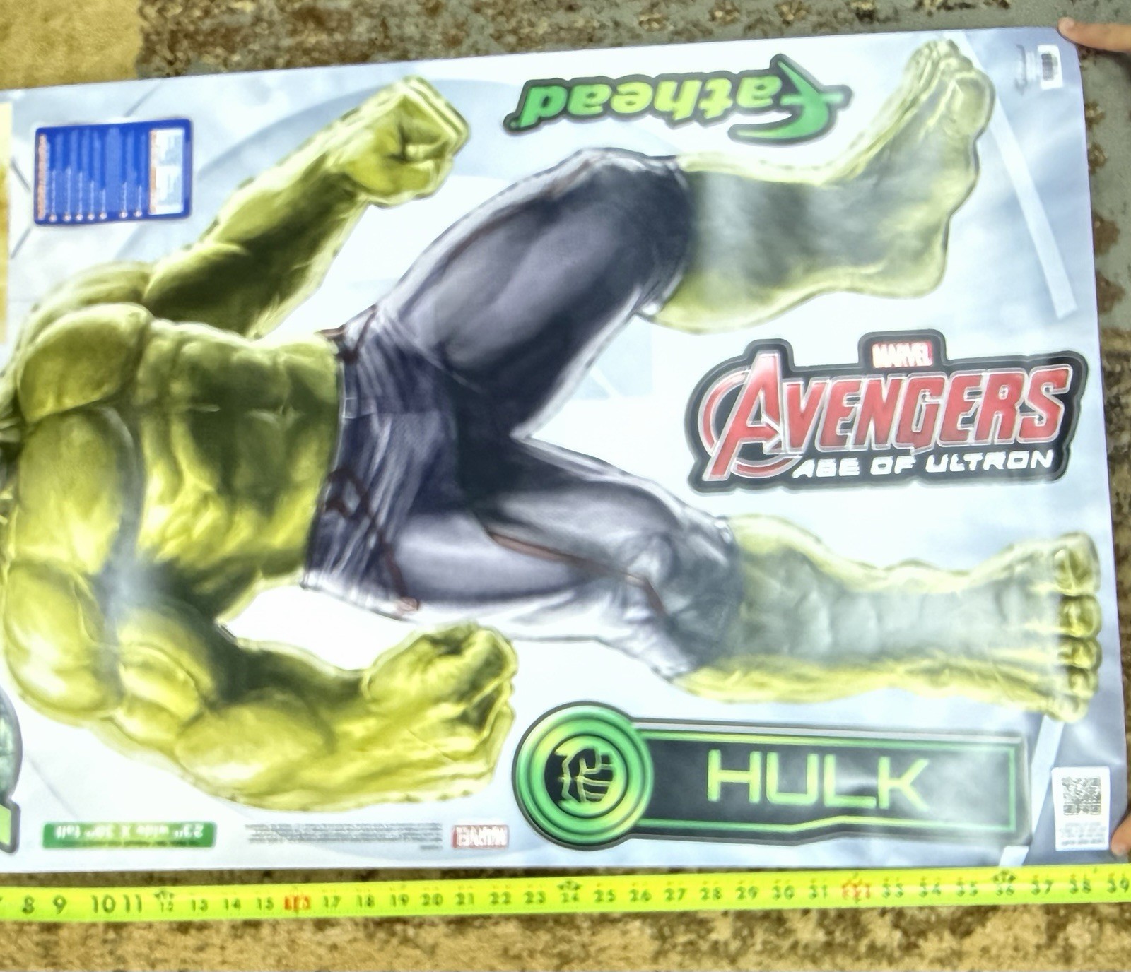 Marvel Avengers HULK Fathead Teammate Decals Age of Ultron Never Used New 40×25