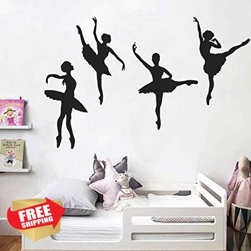 AM AMAONM Dancing Girls Wall Decals Ballet Black Decor