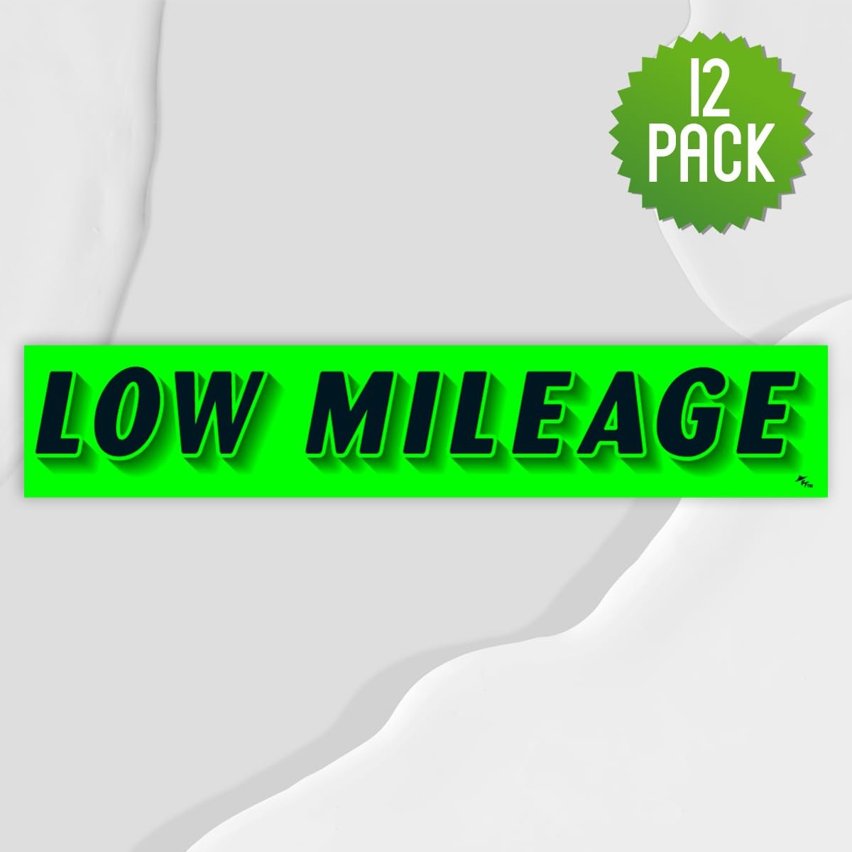 Low Mileage Windshield Stickers, Chartreuse Green, 12Pack