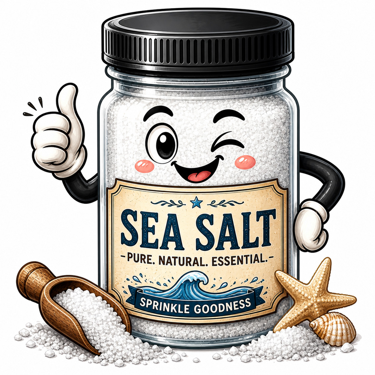 STICKER (BUY 2, GET 1 FREE) sea salt Jar Vinyl Laminated funny Spice Label USA
