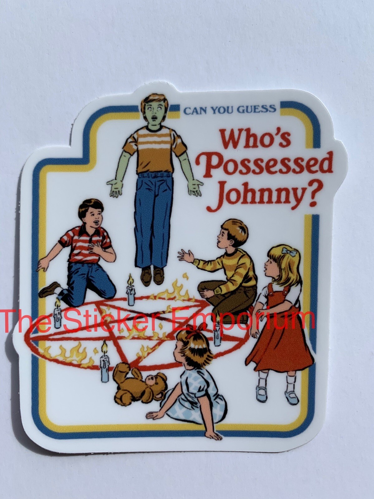 Who’s Possessed Jonny Sticker ~ Funny Wiccan Wicca Witch Book Occult Sprit Decal