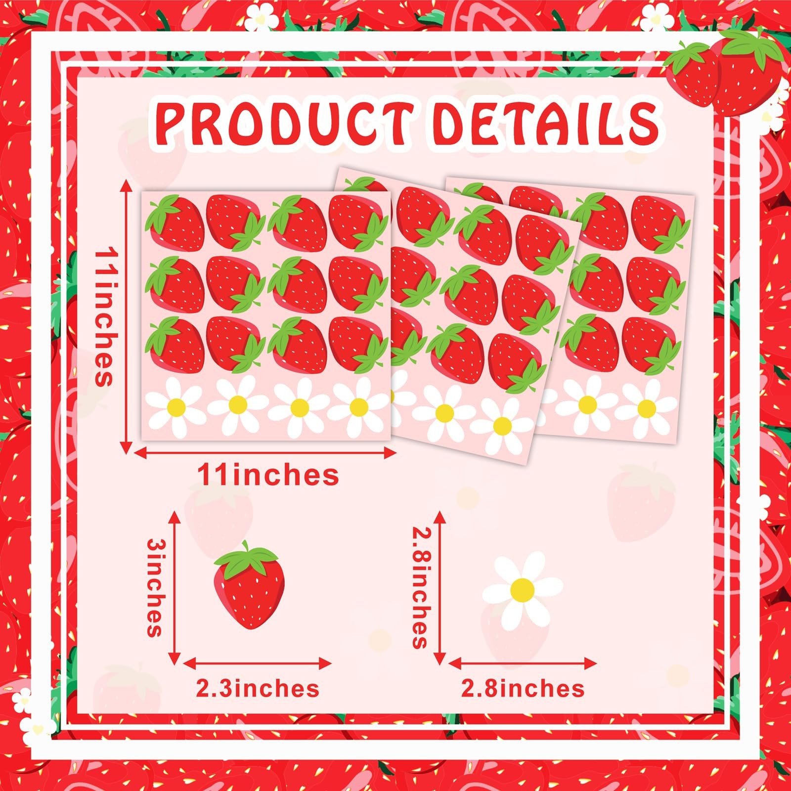 48pcs Strawberry Stickers for Balloon Arch Strawberries Theme Party Signs for…
