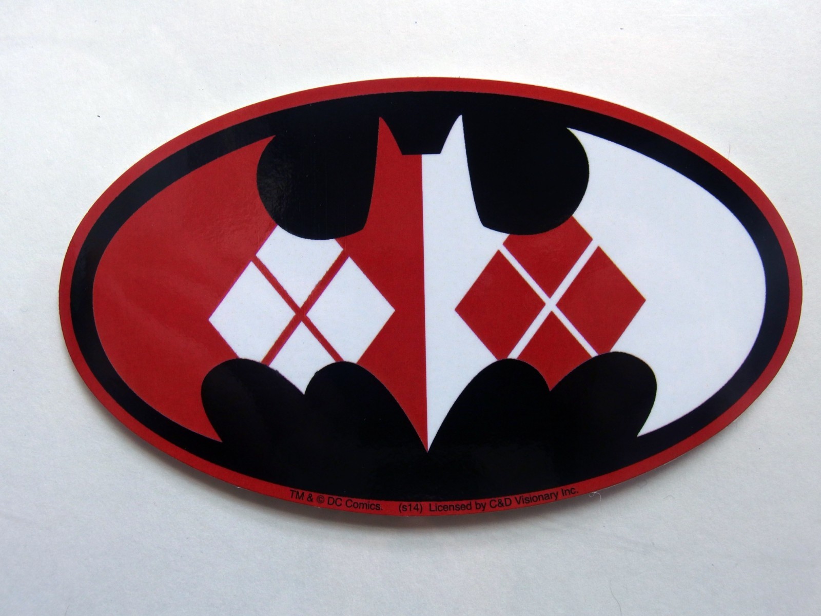 Batman Argyle Logo Sticker DC Comics Harley Quinn Bat Symbol C&D 2014 5×2.875″