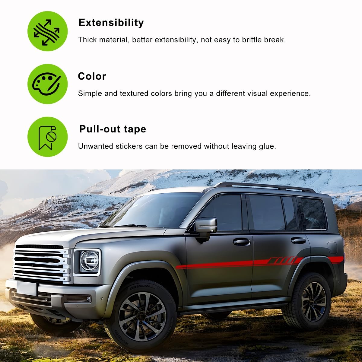 2 PCS Car Side Skirt Decals, 88.58″×4.52″ PVC Racing Sports Stickers Waterpro…