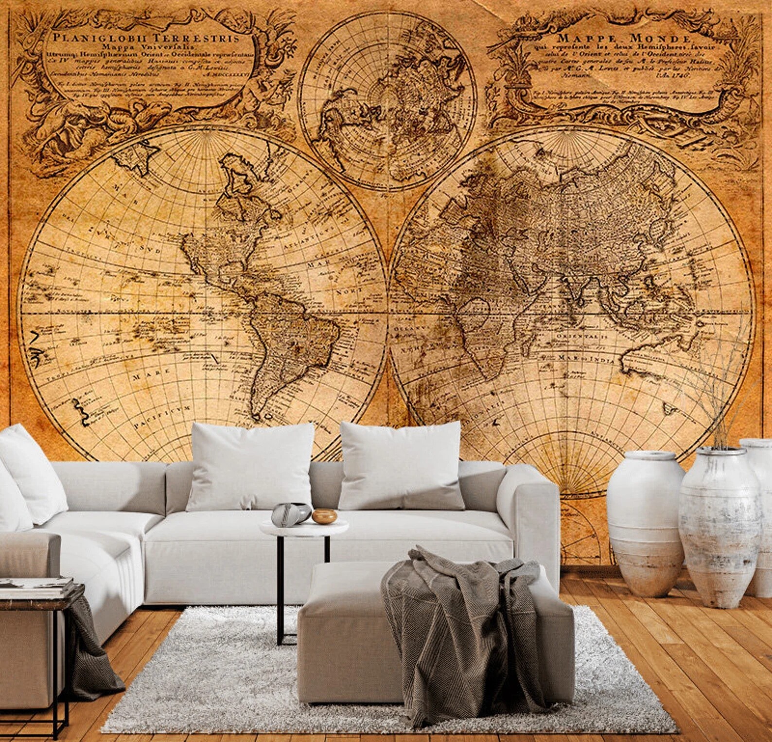 Old World Map Wall Mural Decal. Peel And Stick