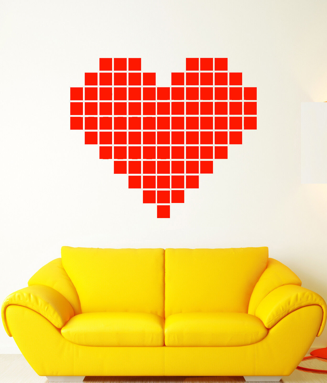 Vinyl Wall Decal Art Heart Cubes Pixel Video Game Animation Stickers (1387ig)