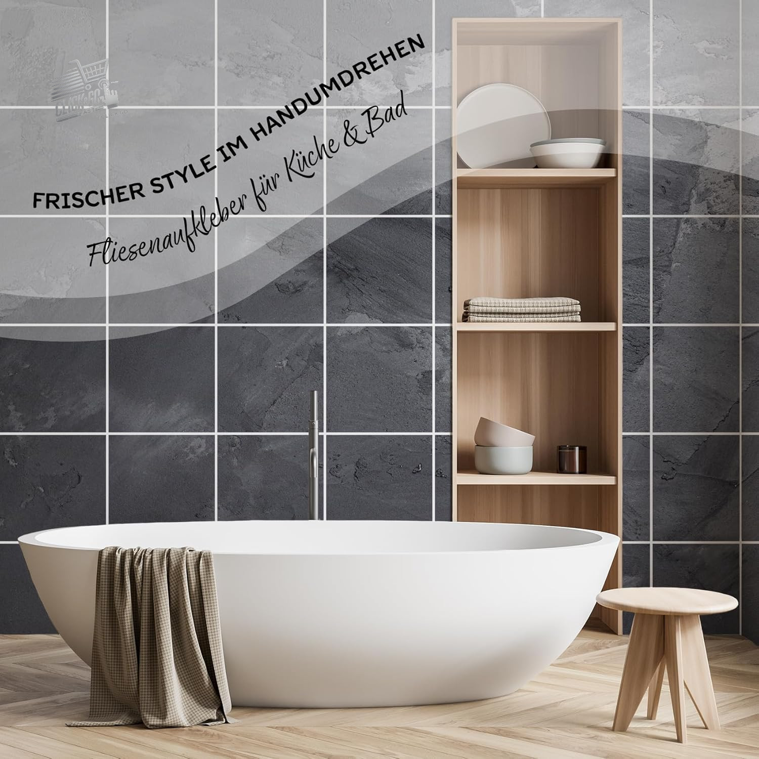 Y042-01 – 10 Tile Stickers, Self Adhesive Film for Kitchen or Bathroom, and