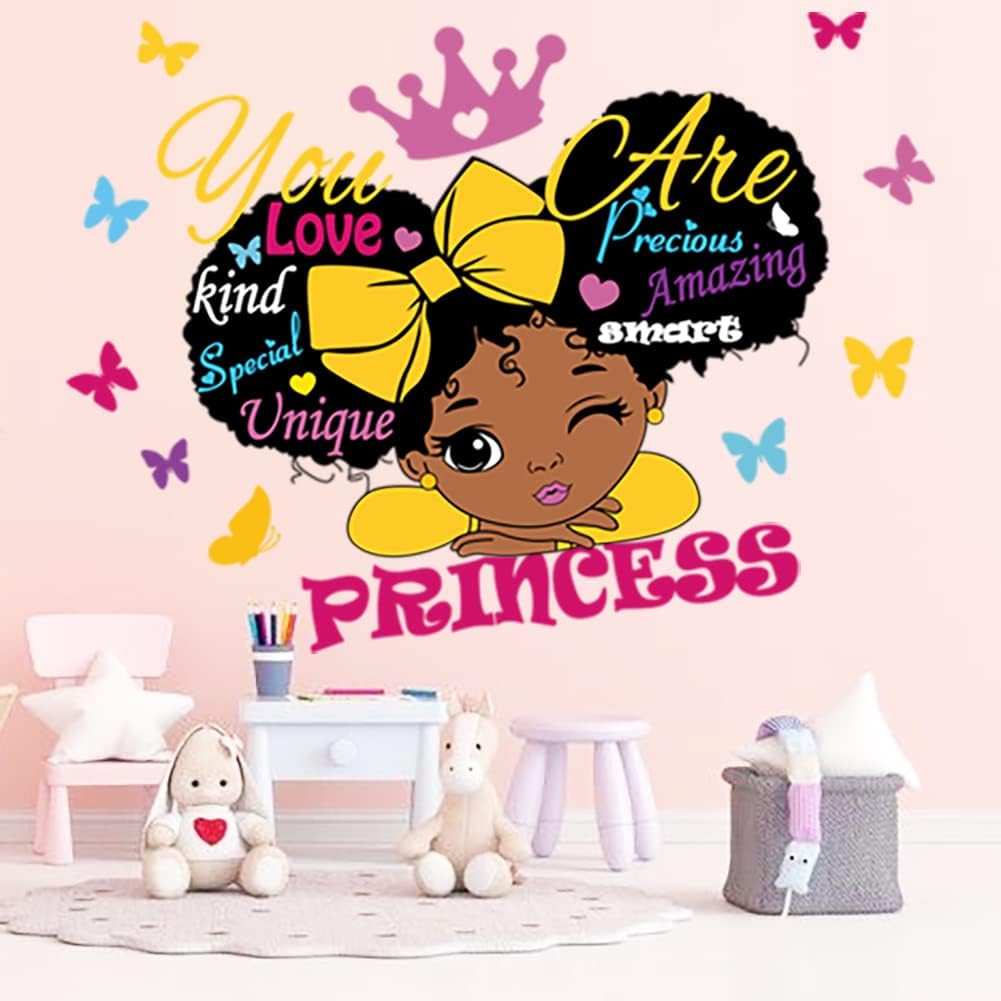 Black Girl Wall Decals for Girls Bedroom Religious Butterfly Wall Art Sticker In