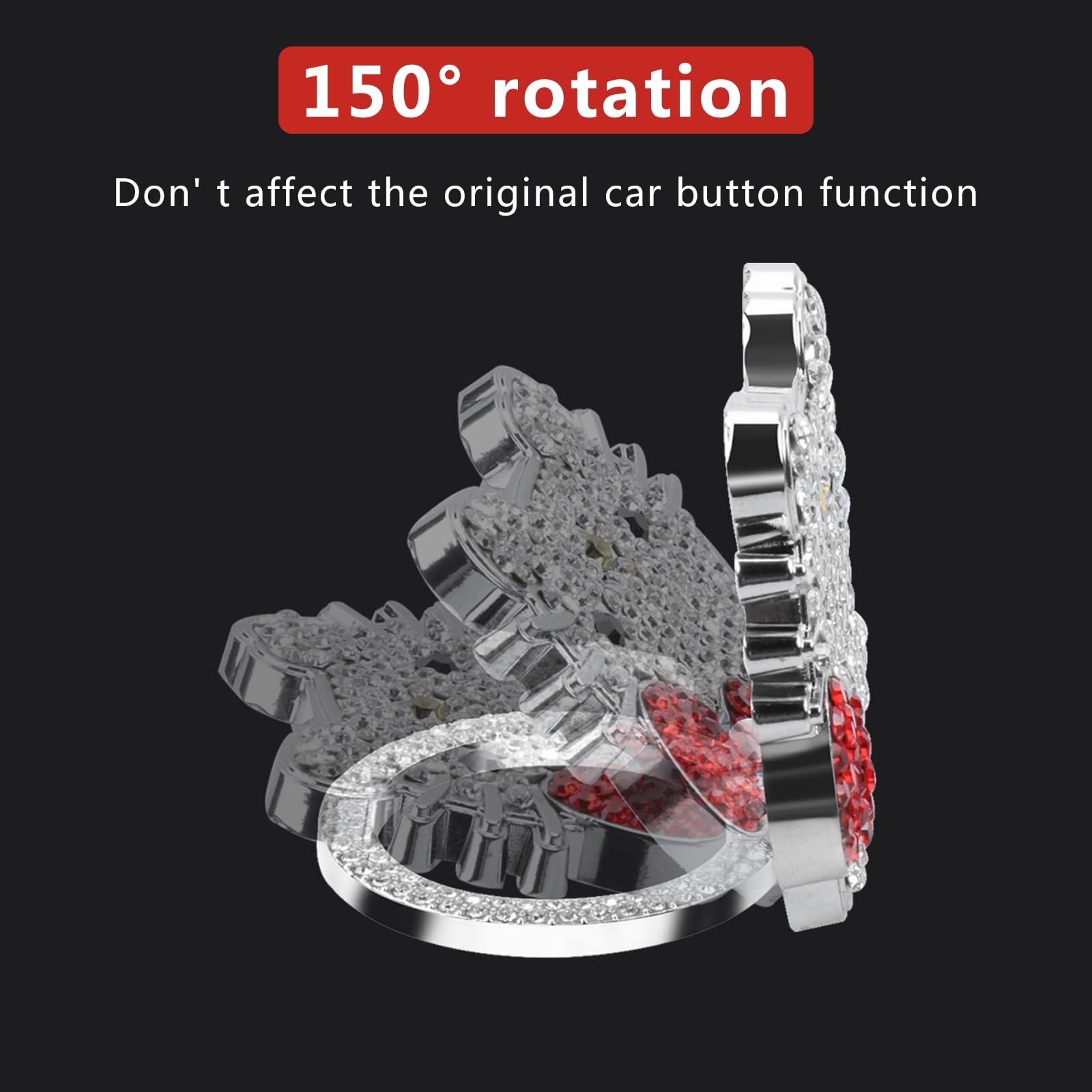 2 Pcs Bling Car Interior Accessories, Rhinestone Push to Start Button Cover w…