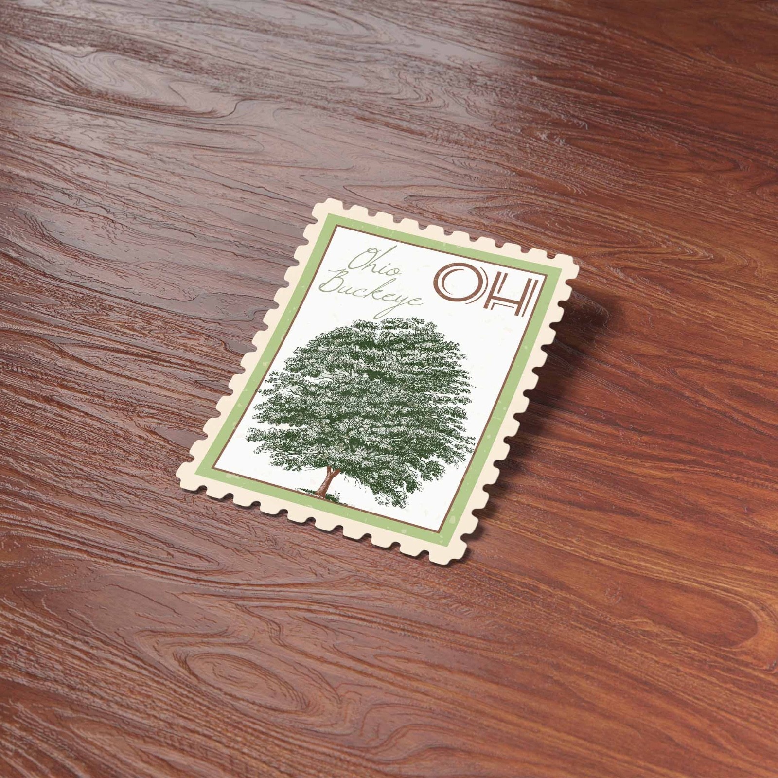 Ohio State Tree Buckeye Sticker – OH Vintage Stamp Decal