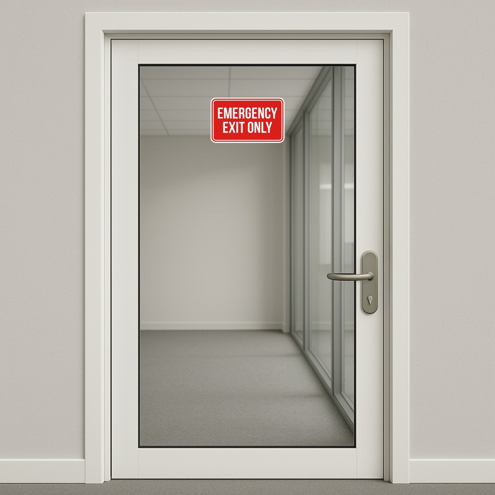 Emergency Exit Only Stickers: Waterproof Safety Sign Decals – 4 Pack