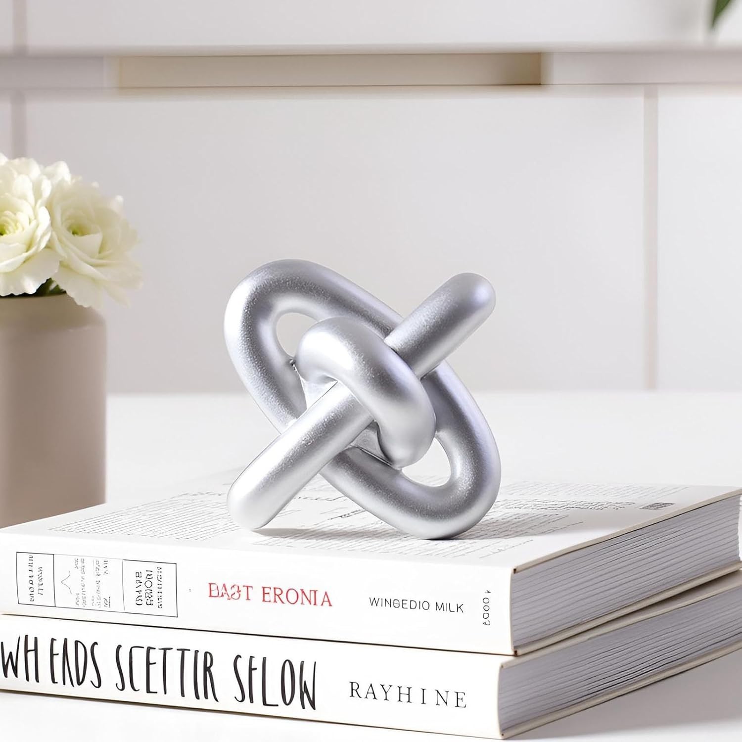 Compact Silver Knot Decor 5.5” – Versatile Abstract Sculpture for Any Room