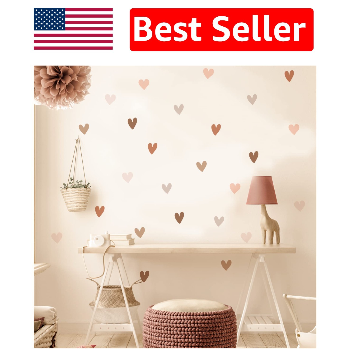 DIY Beautify with 72 PCS Boho Heart Wall Decals – Perfect for Kids & Nurseries!