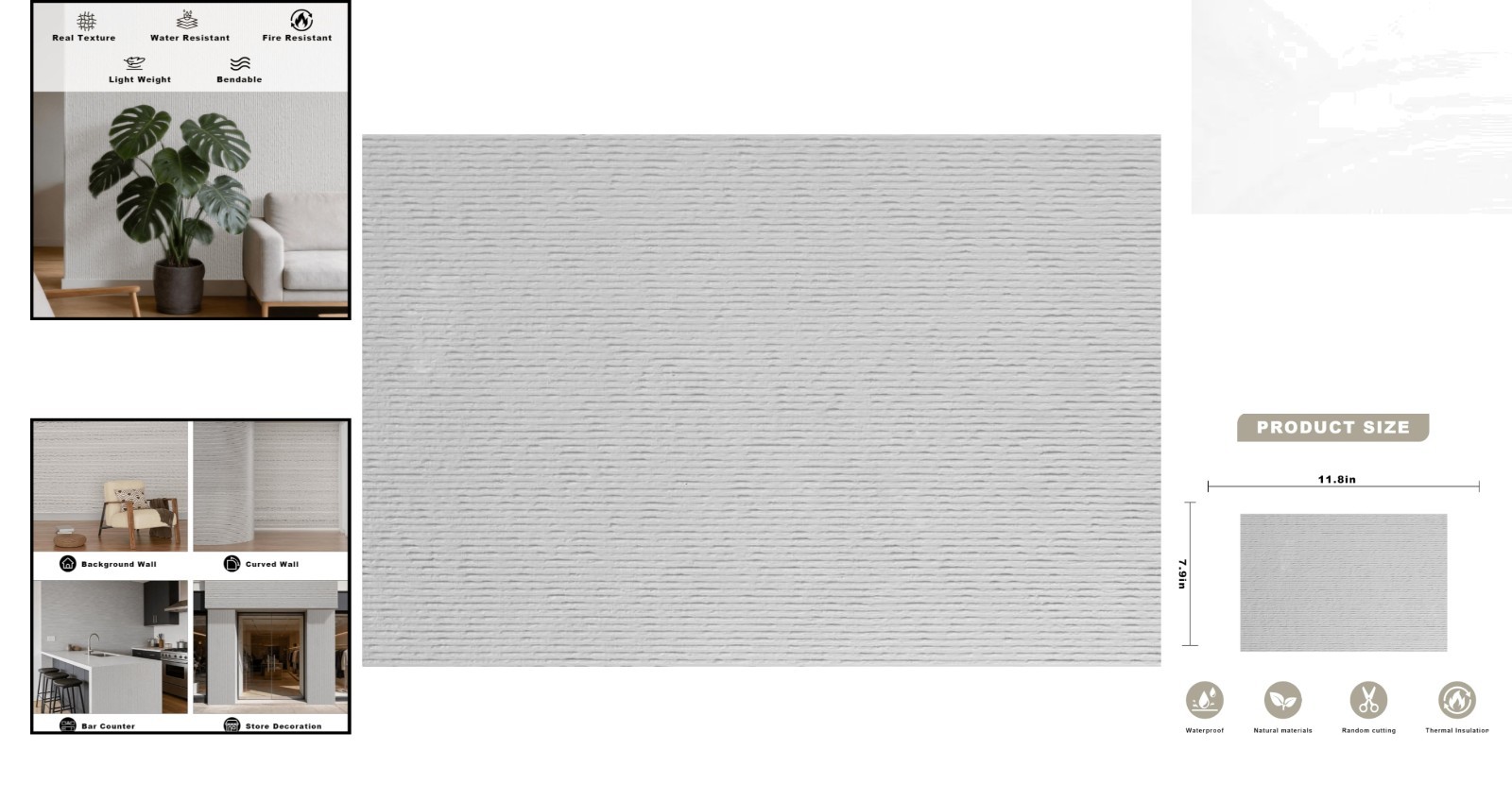 Realistic 3D Stone Wall Panel Sample – 7.9”x11.8” Peel and Stick for Easy DIY