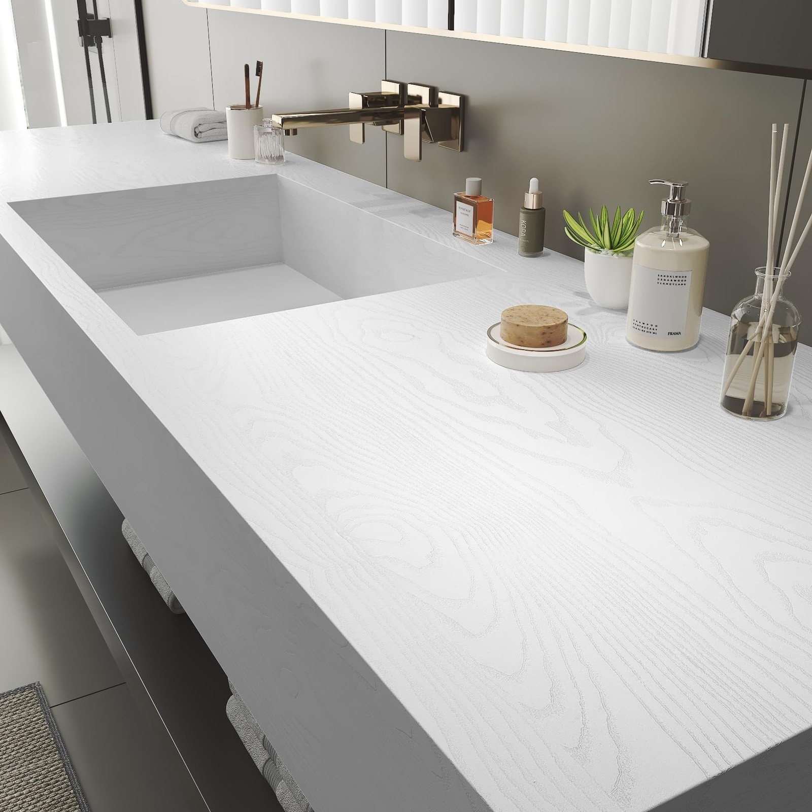 LACHEERY Thick White Wood Grain Contact Paper Waterproof Oak Wood Look Contac…