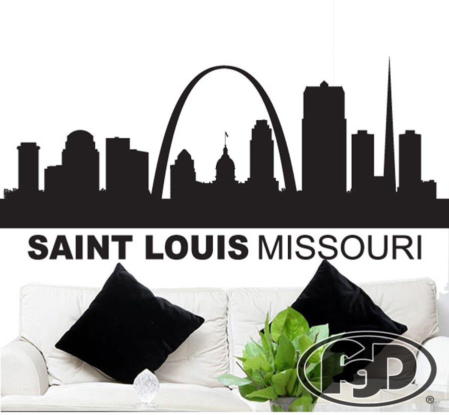 FGD St. Louis Missouri Skyline Vinyl Wall Decal / Sticker 20″ x 44″