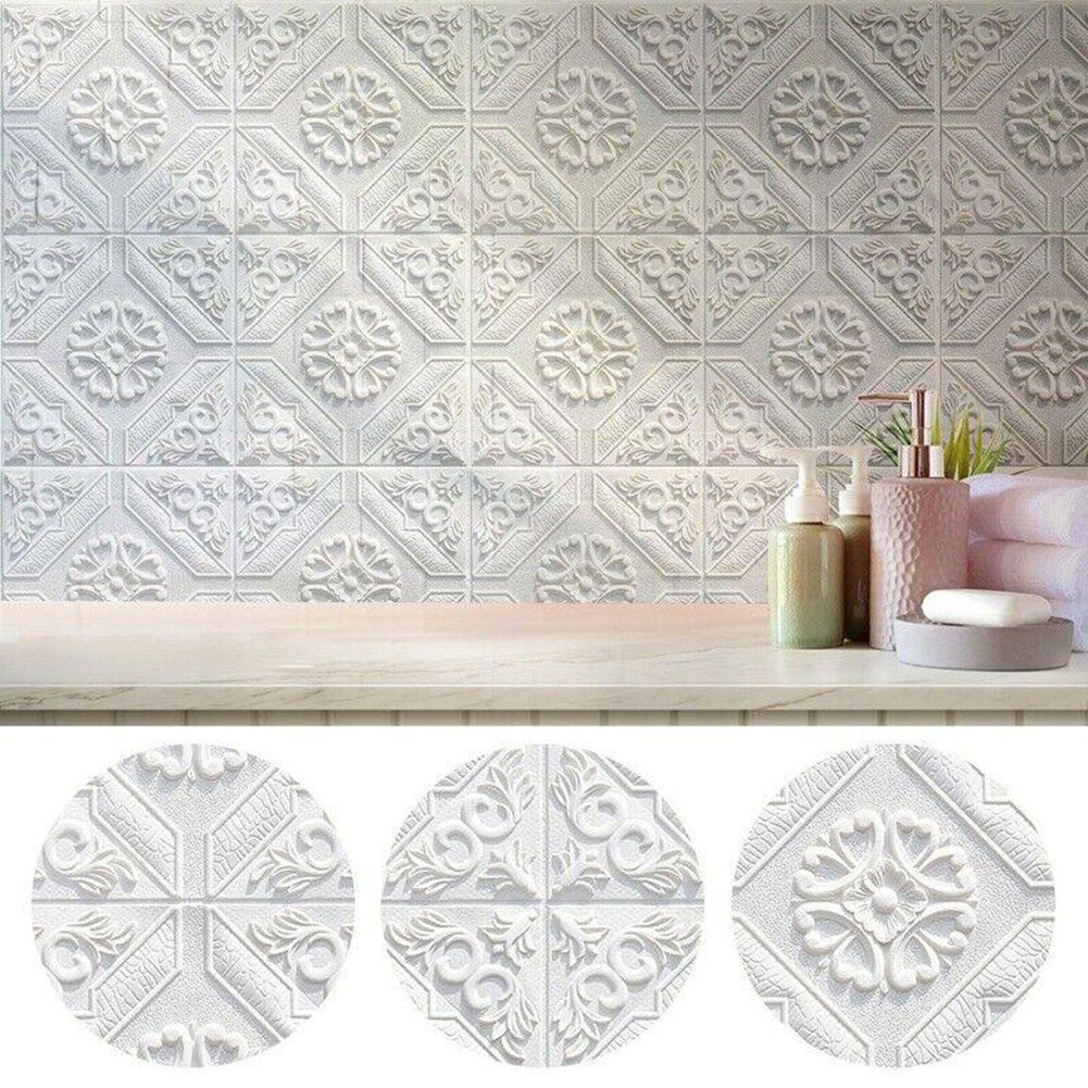 10pcs 3D Tile Brick Wall Sticker,Self Adhesive Waterproof Foam Panel Wallpapers