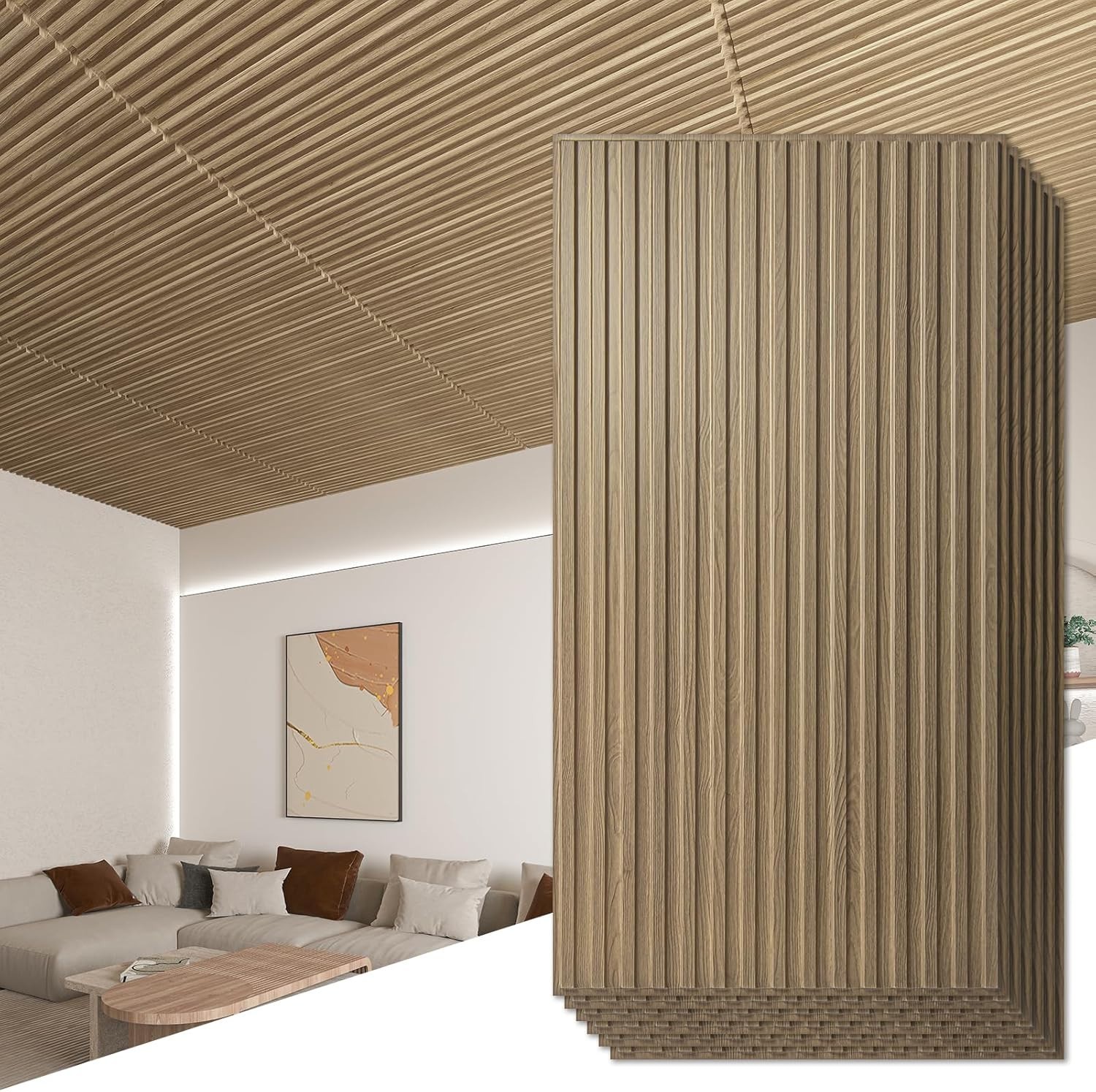 6-Pack 3D Slat Design PVC Wall Panels for Transformative Interior Decor