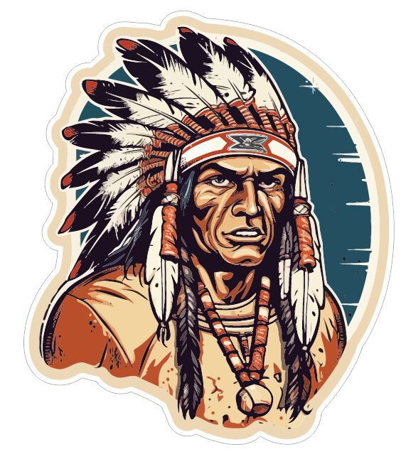 Native American Indian with headdress head dress Sticker Stickers Decal A1008