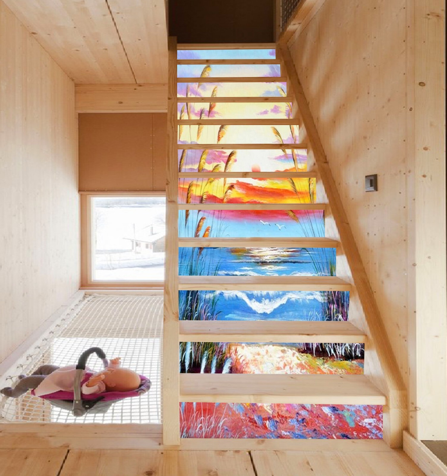 3D Oil Painting Reed AZ949 Stair Risers Decoration Mural Vinyl Wallpaper Kay