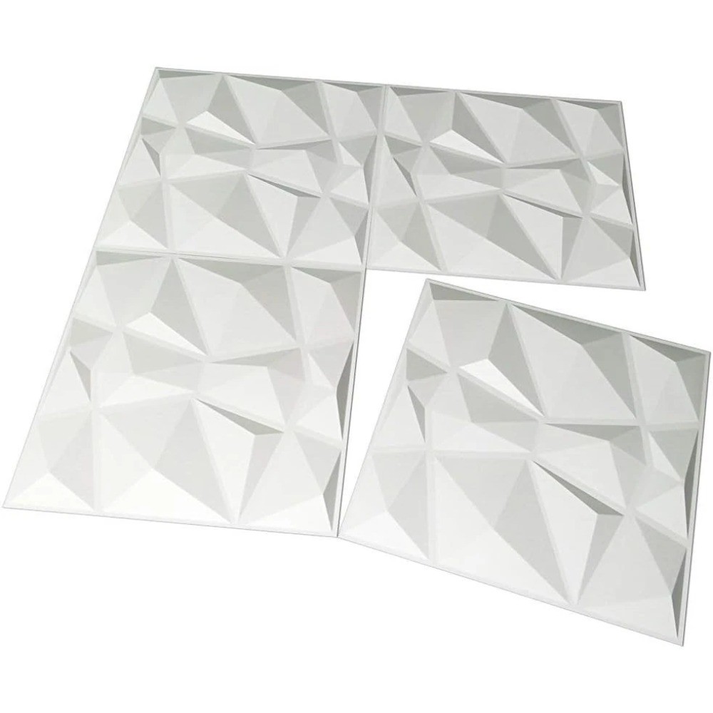 10PCS 3D Wall Panels Diamond Design Textured Accent PVC Wall Background Decor