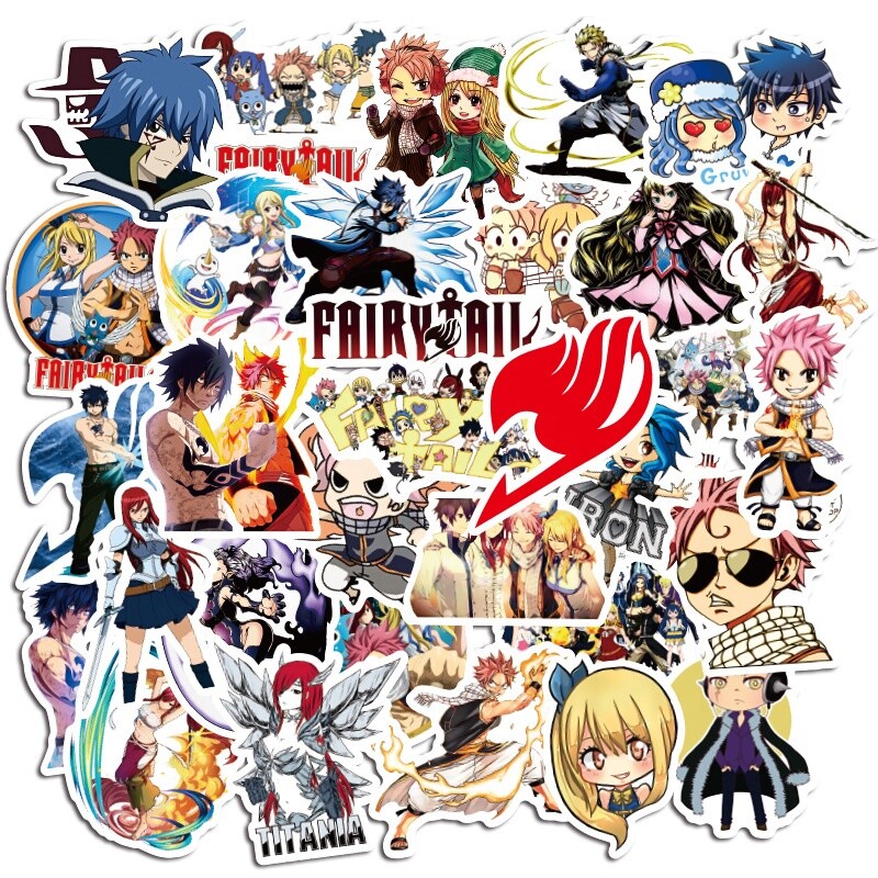 Fairy Tail Anime Natsu Lucy Gray Erza Stickers Random 10 PCS – No Duplicates