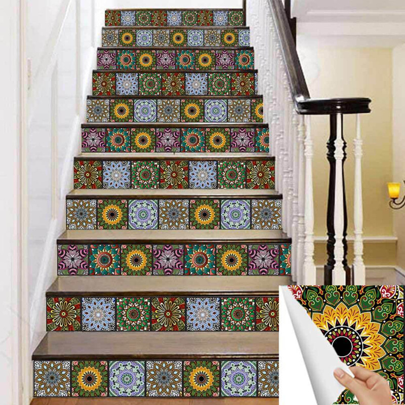 10PCS Tile Sticker Self Adhesive PVC Wallpaper Wall Floor Home Decor 15 15CM