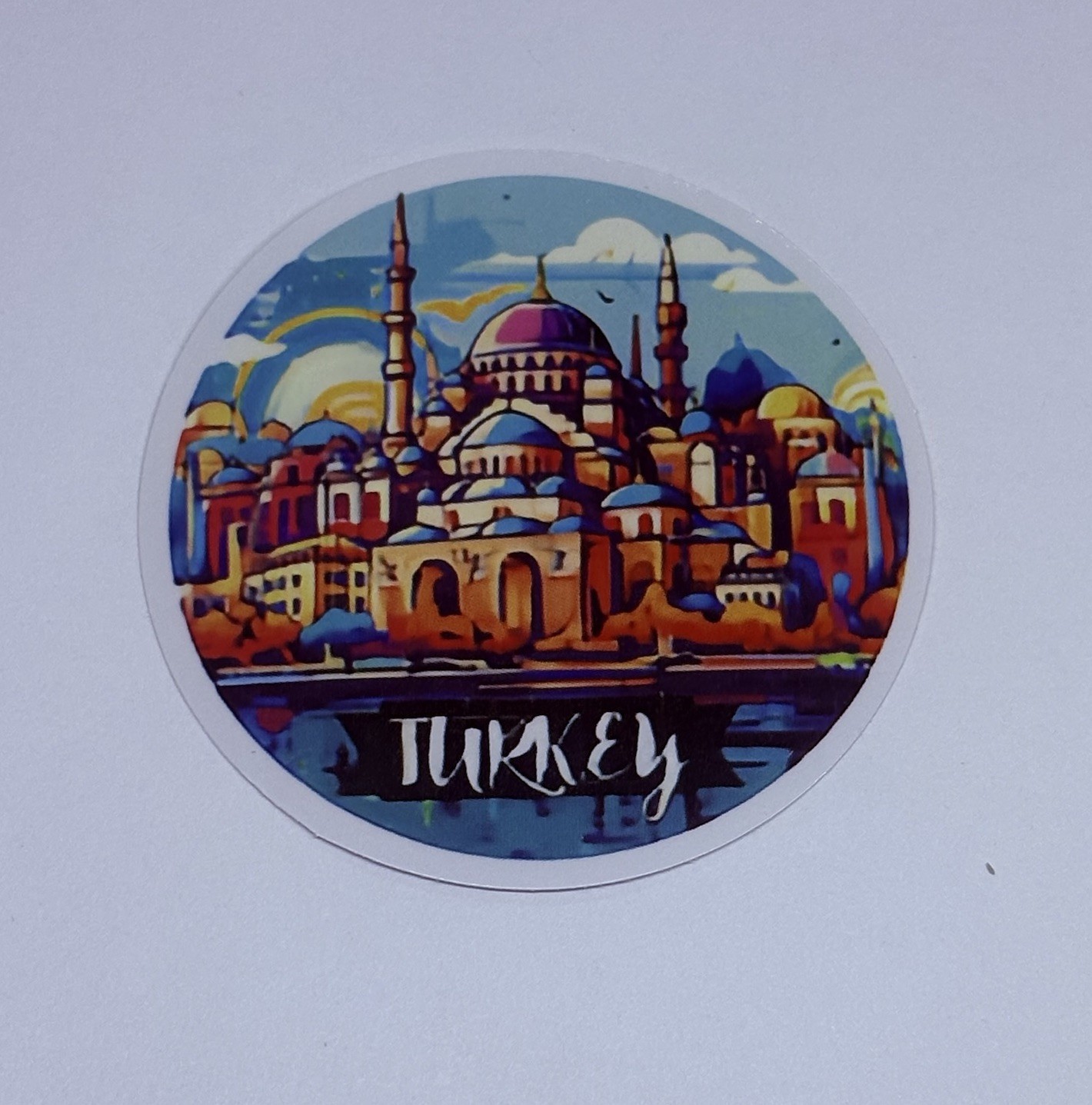 Turkey Blue Mosque Sticker Travel City Tour Art Decal Vinyl Souvenir Round Tc6