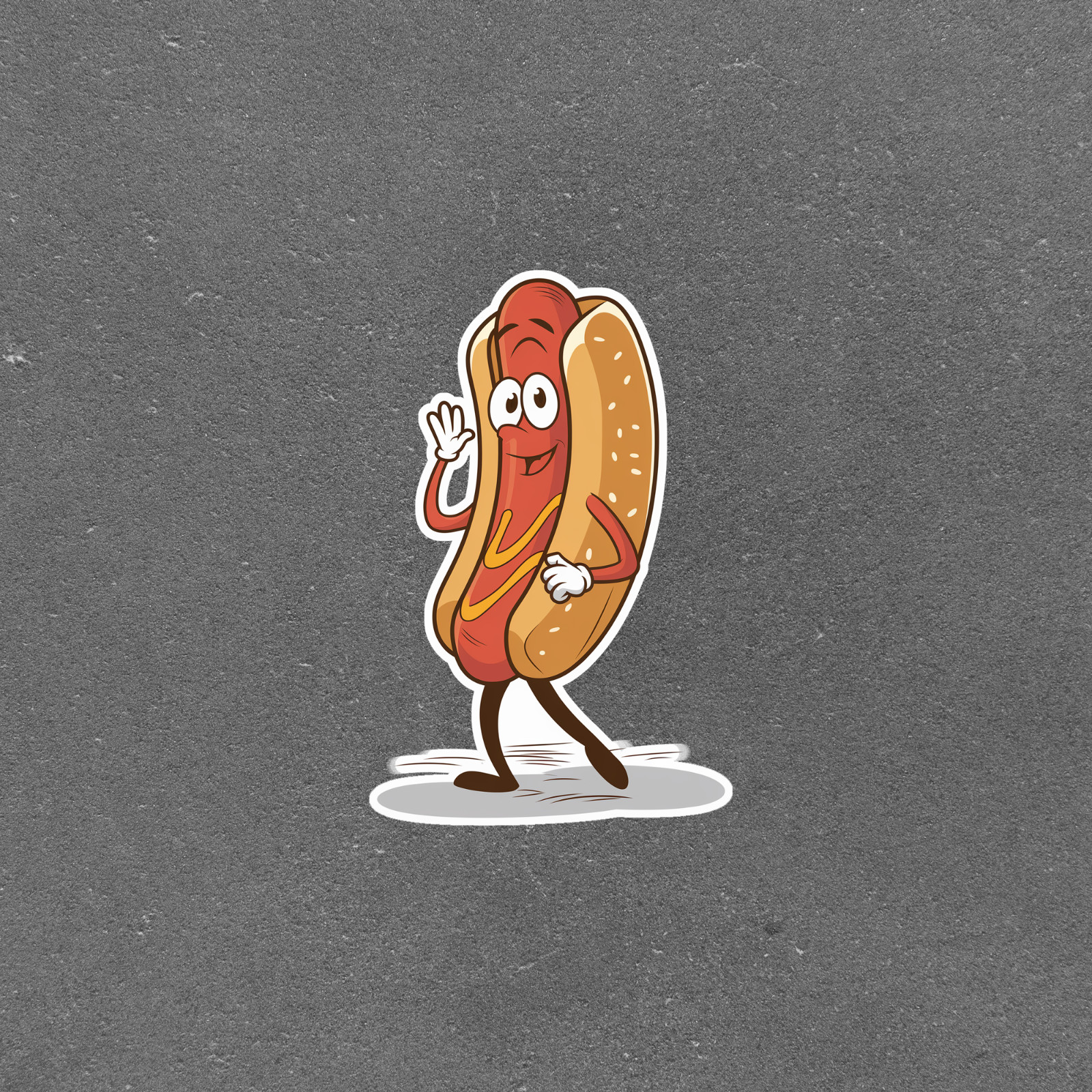 Cute Happy Hot Dog Cartoon Character Sticker – Funny Food Decal #3546